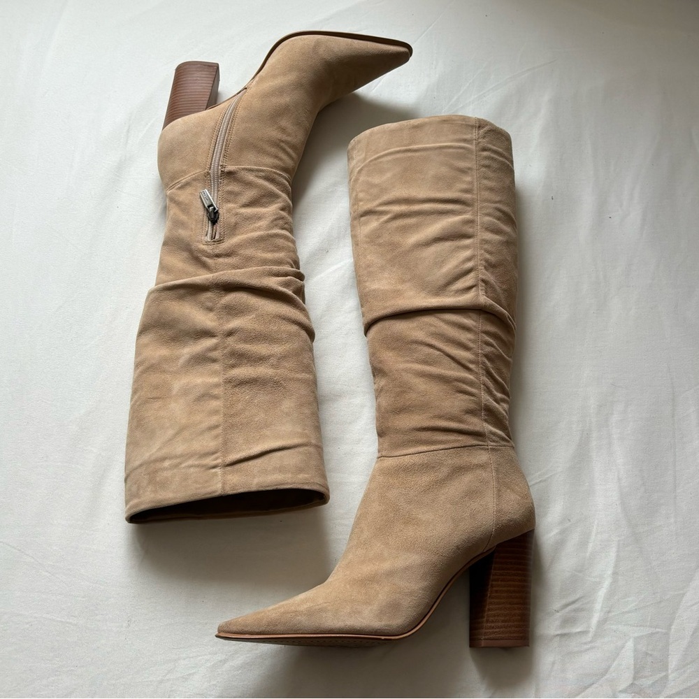 Vince Camuto Suede Tan Heeled Boots